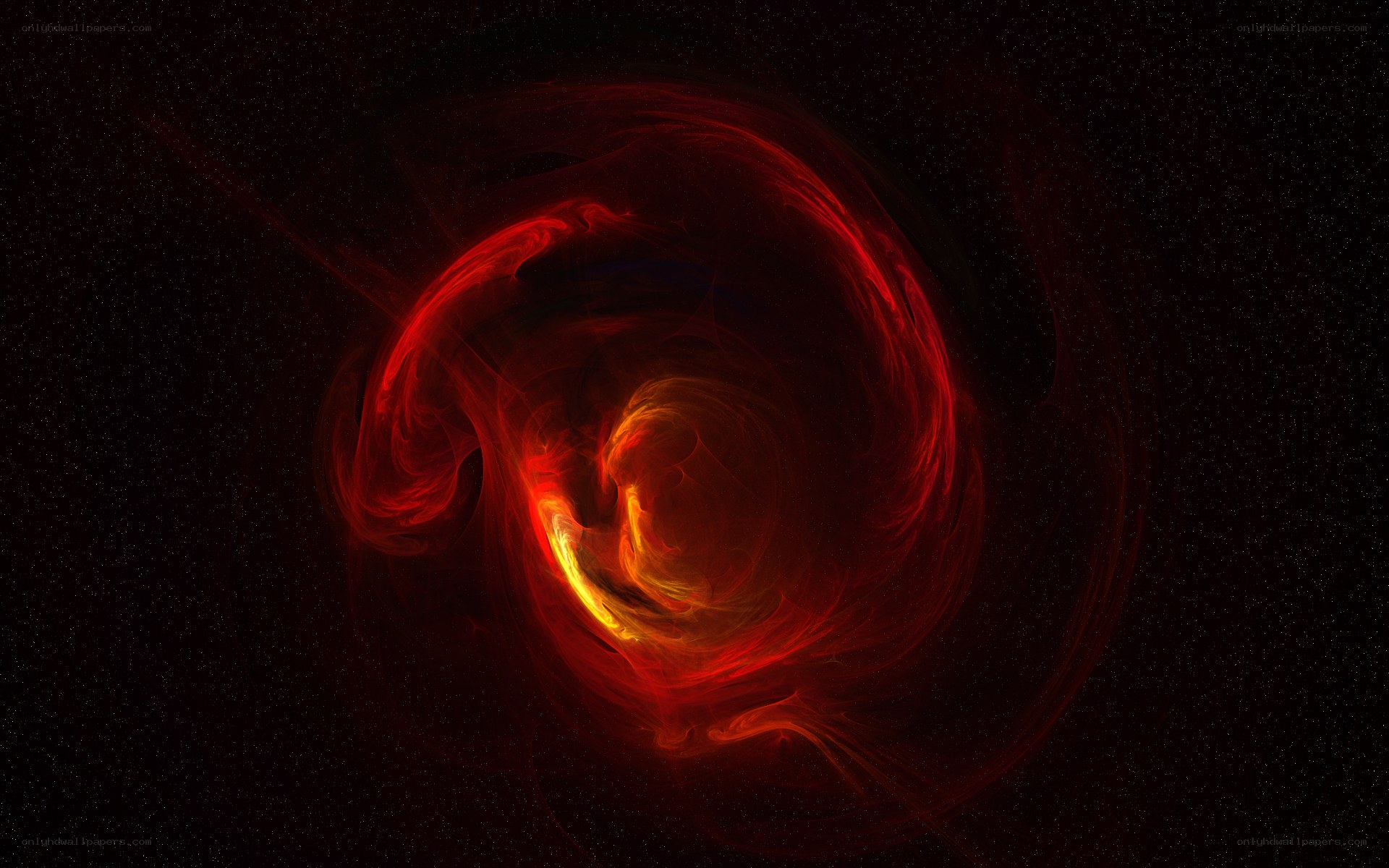 Red cosmic swirl nebula