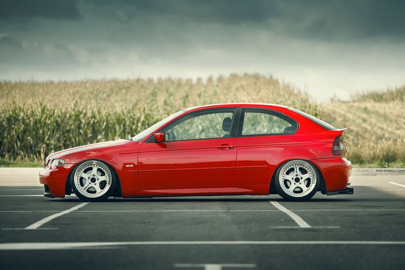 Red Coupe Car — Dramatic, Photograph