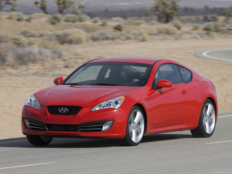 Red Coupe Car — Dynamic, Afternoon, Photograph, Road, Desert