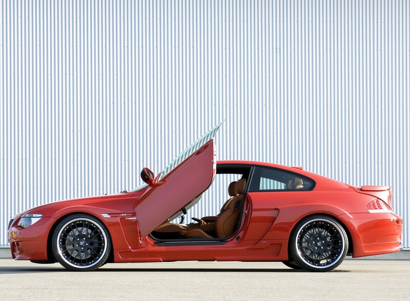 Red coupe with gullwing door