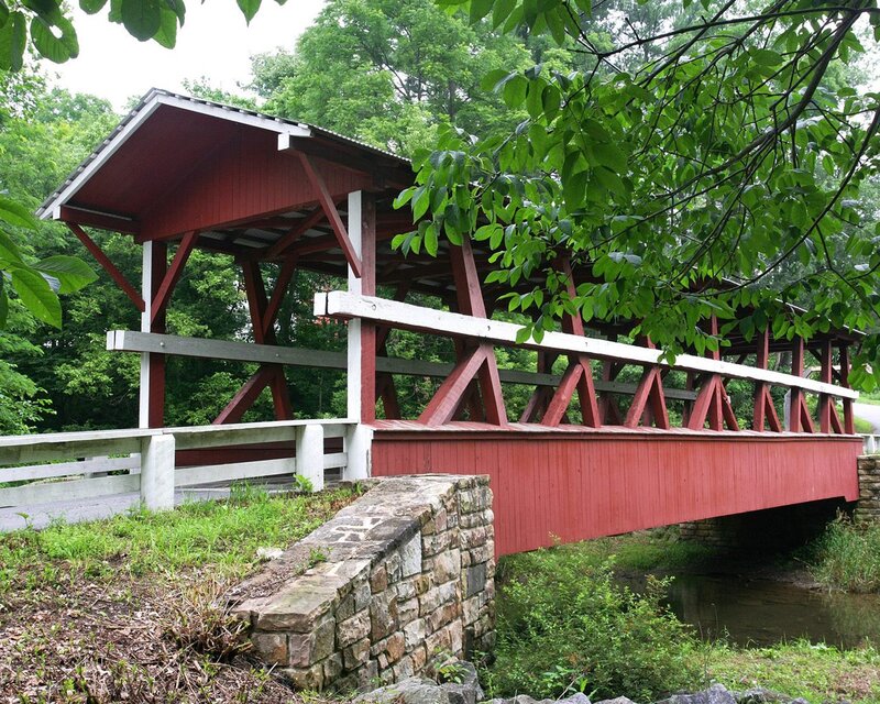 Red Covered Bridge — Serene, Summer