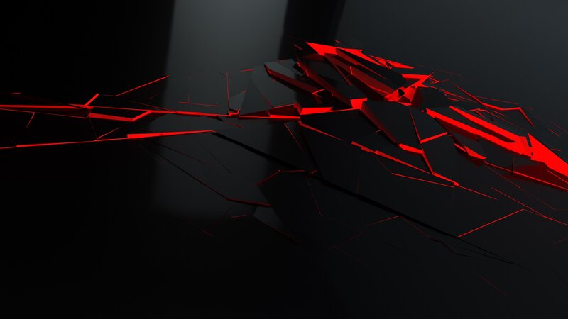 Red Cracks on Black Surface — Dramatic