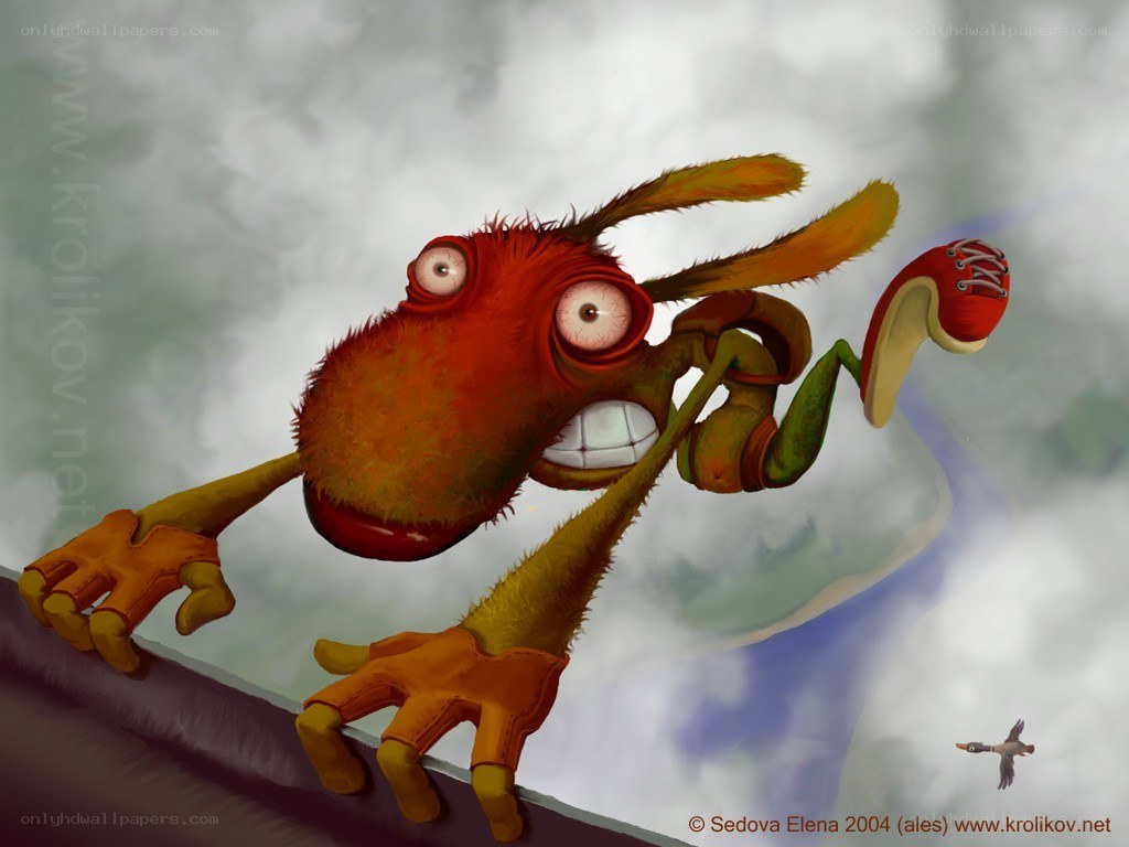 red creature on a ledge