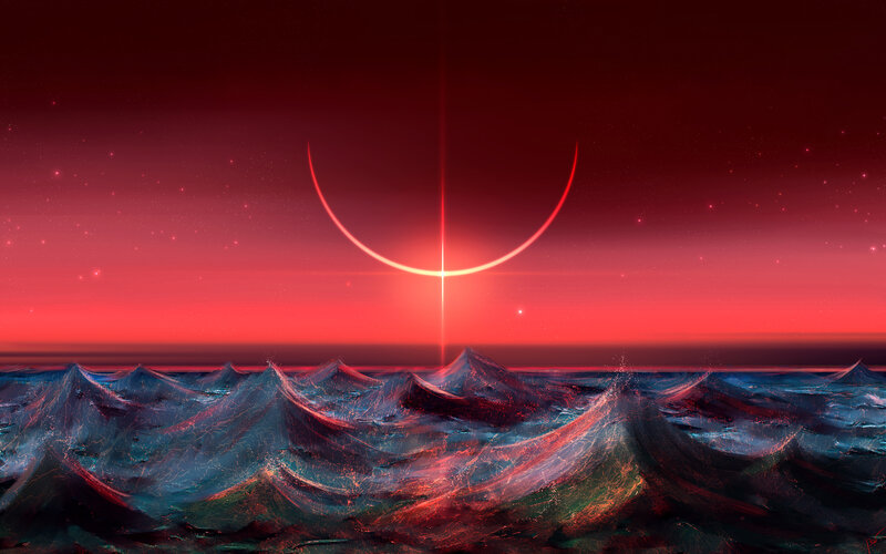 Red Crescent over Ocean