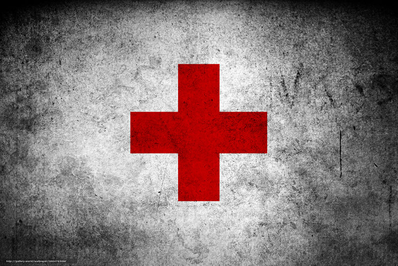 Red cross on grungy background