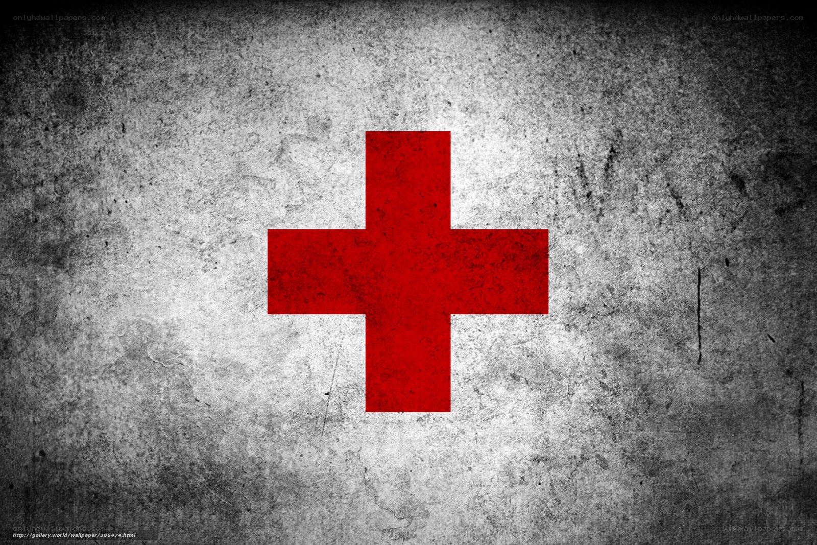 Red cross on grungy background