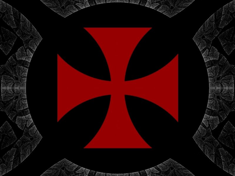 red cross symbol on black background