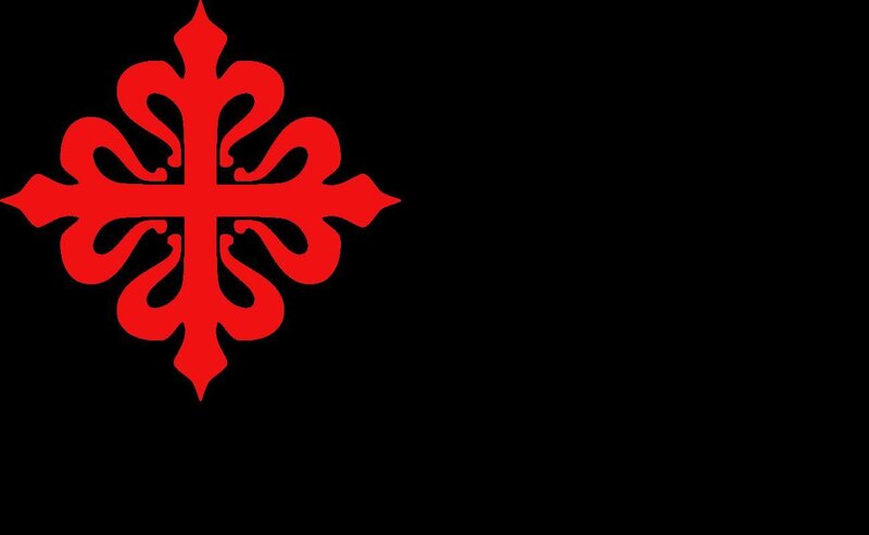 red cross symbol on black