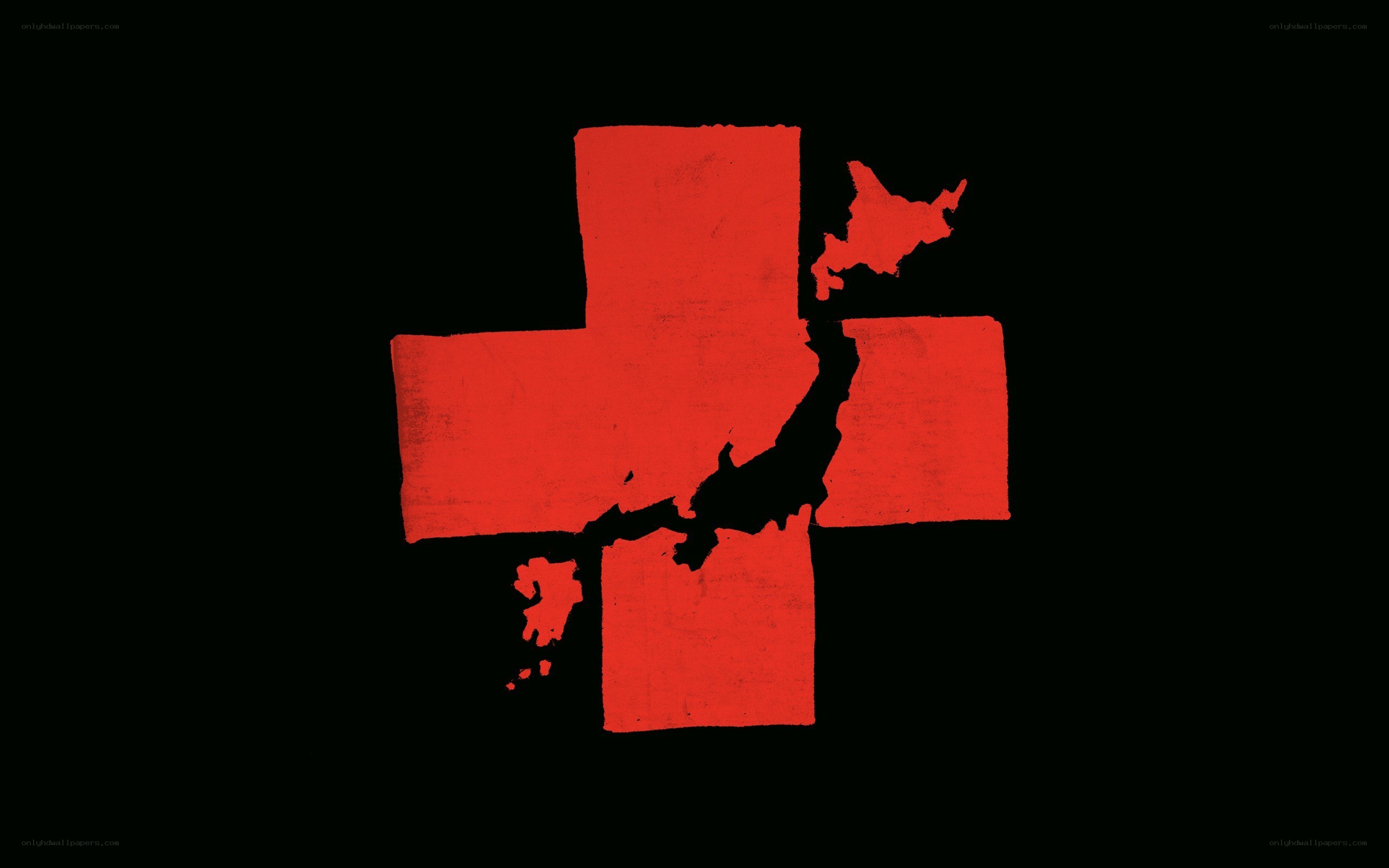 Red cross with Japan map overlay