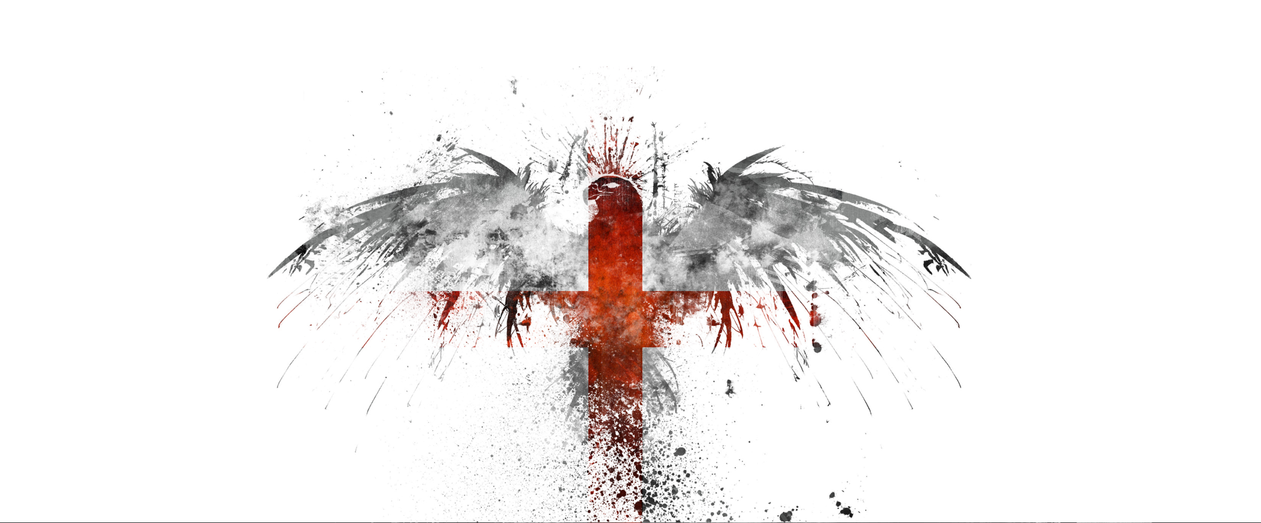 red cross with splattered wings