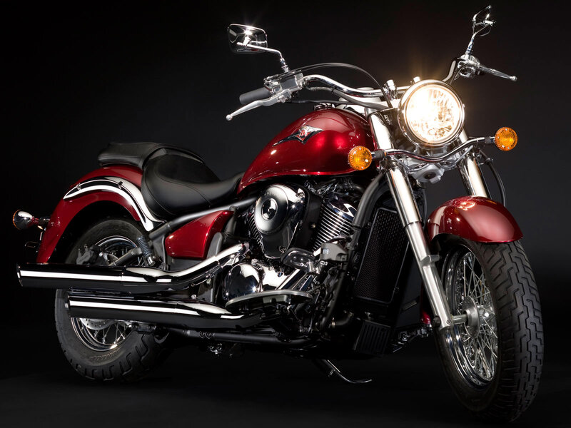 Red Cruiser Motorcycle — Dramatic, Photograph, Headlight, Chrome Exhaust