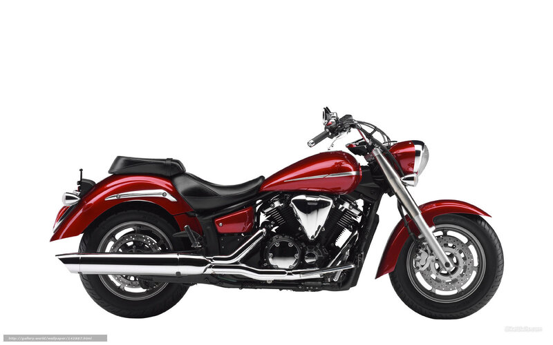 Red Cruiser Motorcycle — Neutral, Photograph, Black Seat, Chrome Exhaust
