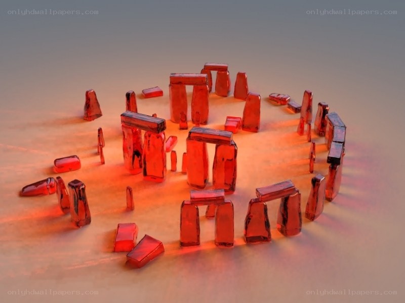 Red crystal Stonehenge model