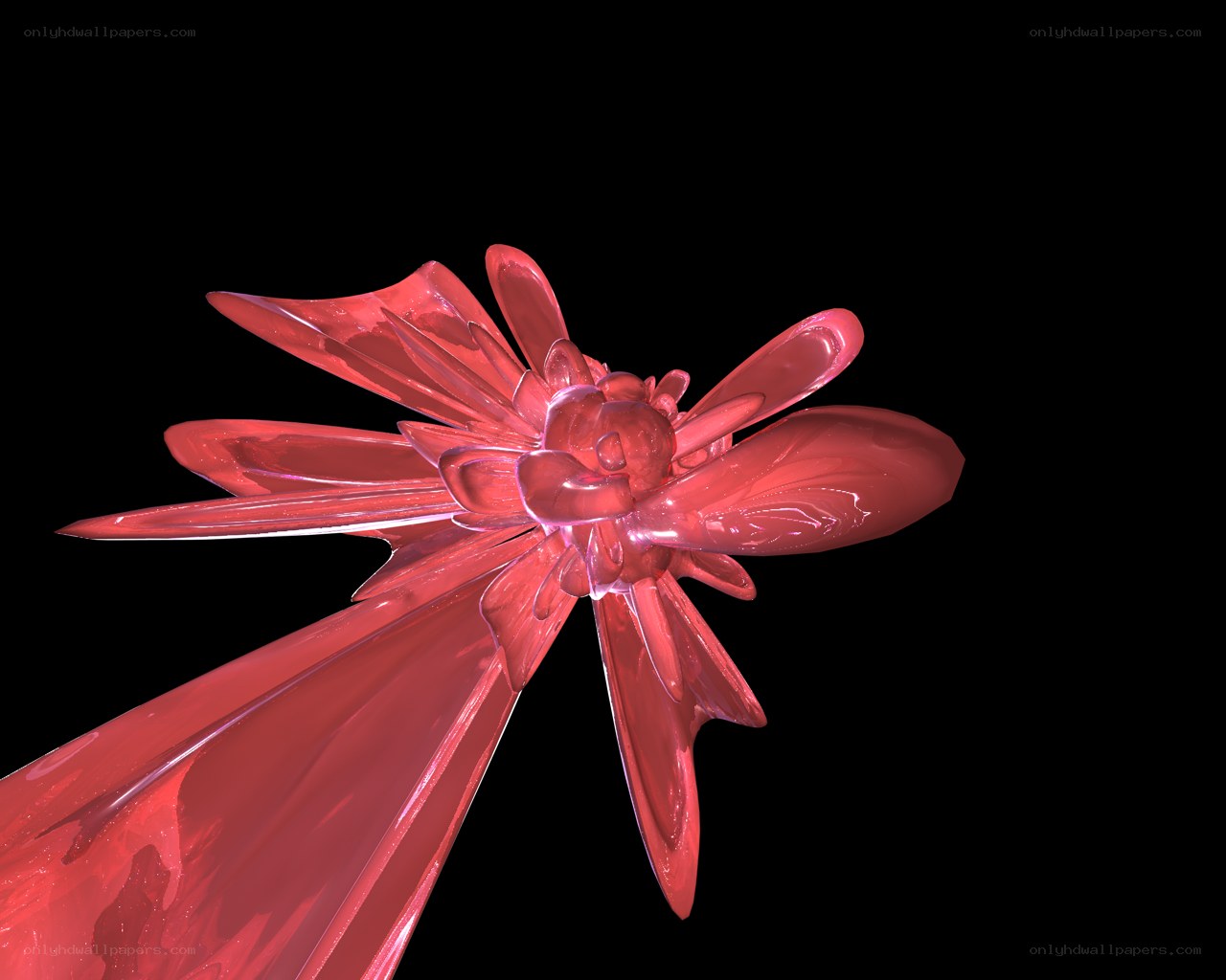 Red crystalline flower sculpture