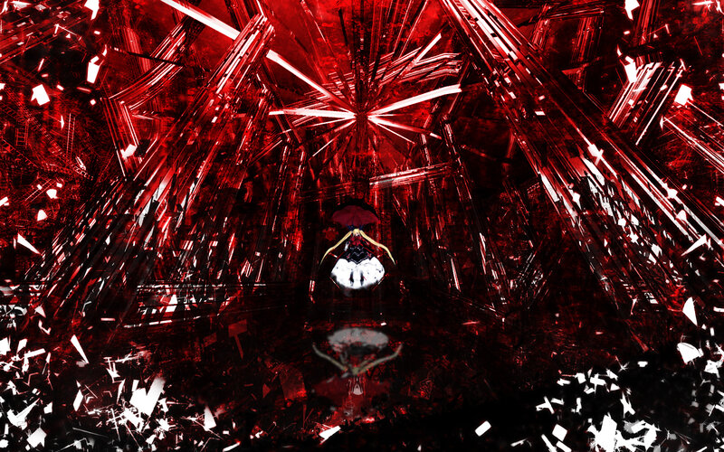 red crystalline tunnel with figure