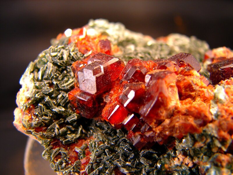 Red Crystals on Rock — Dramatic, Photograph, Mineral