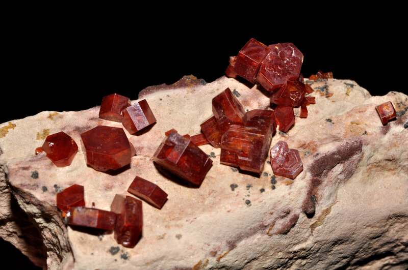 Red Crystals on Rock — Dramatic