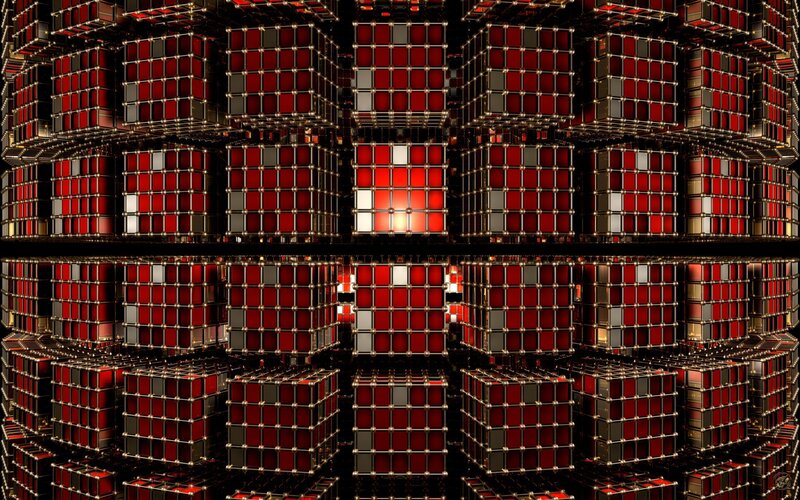Red cube grid structure
