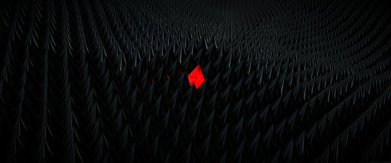 Red Cube in Black Spikes