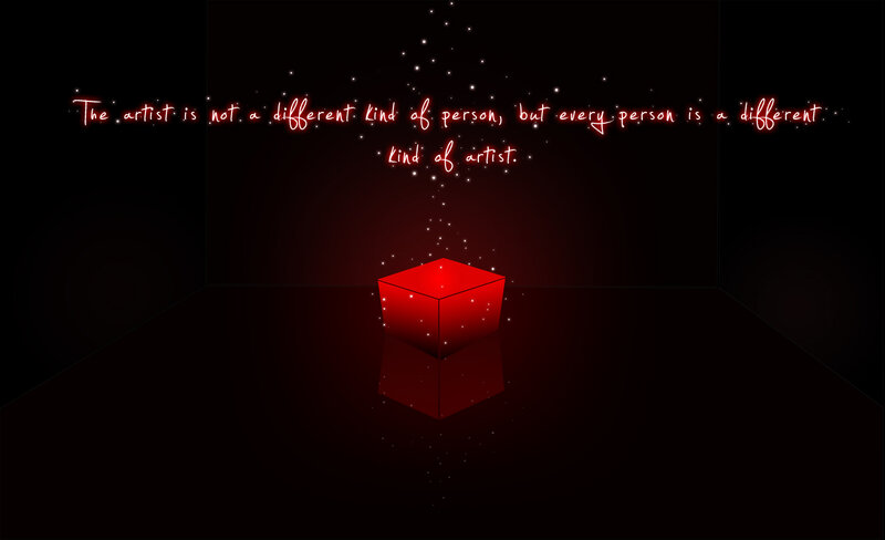 Red Cube in Dark Room