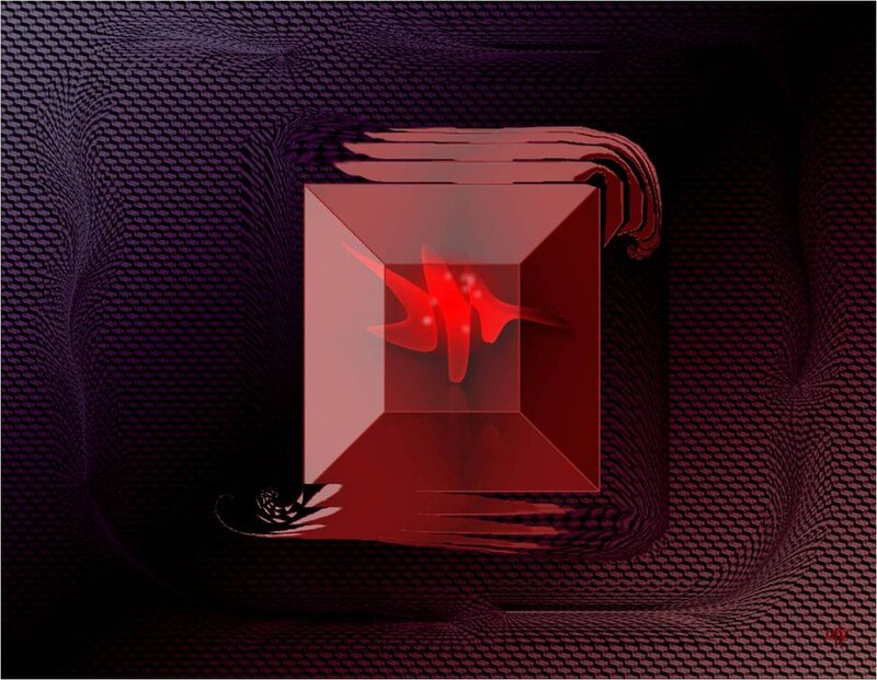Red Cube with Glowing Symbol