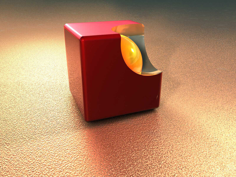Red Cube with Sphere