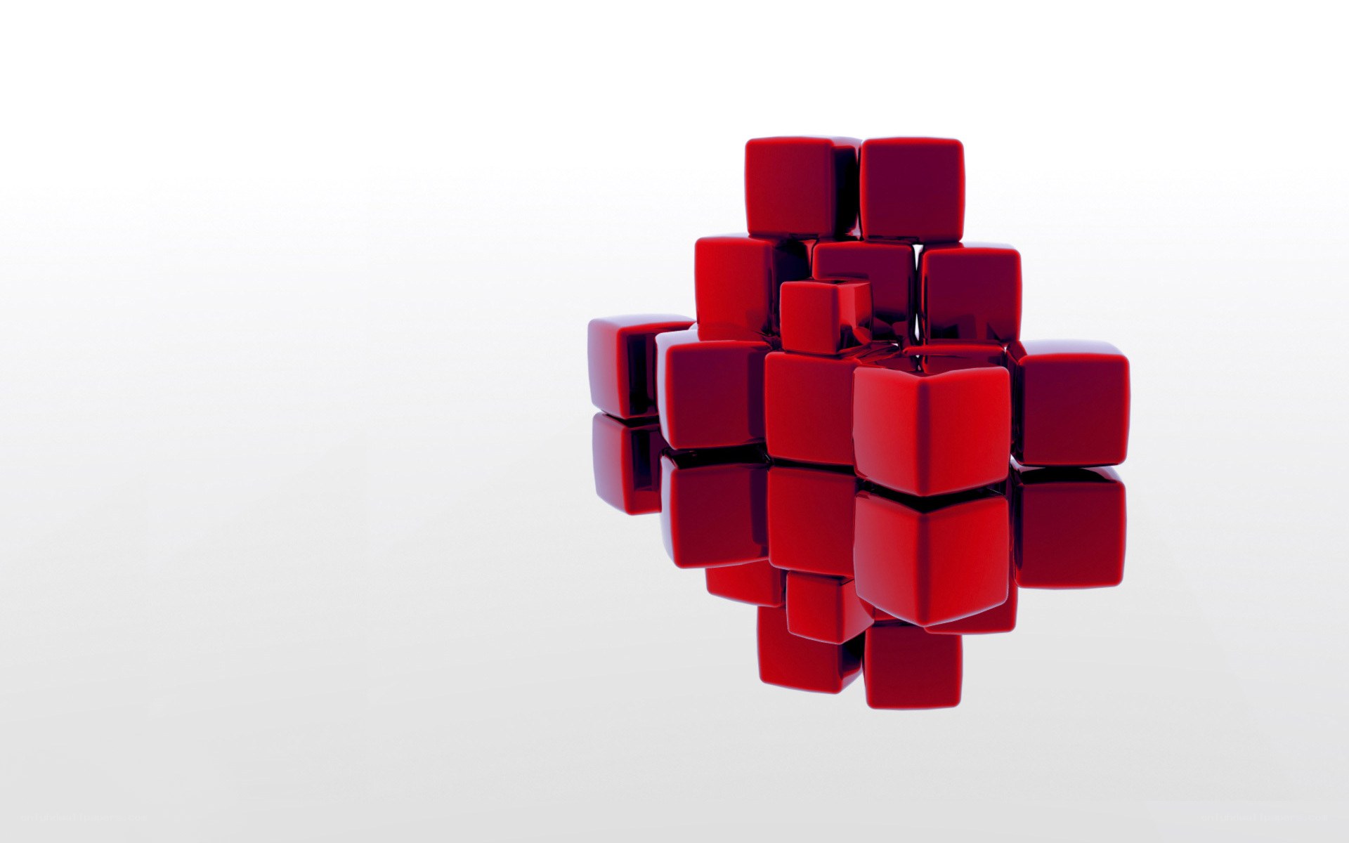 Red cubes forming a structure