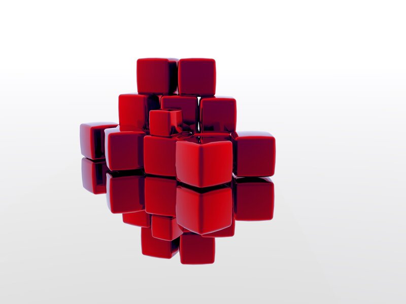 Red Cubes in Cluster — Neutral