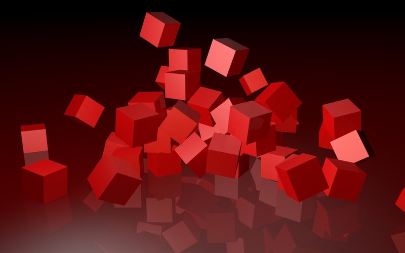 Red cubes in motion