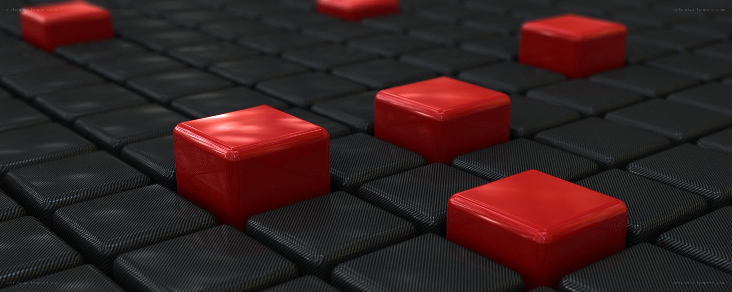 red cubes on black grid