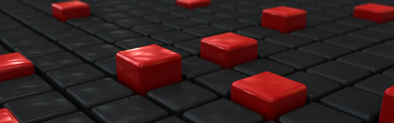 Red Cubes on Black Grid — Neutral