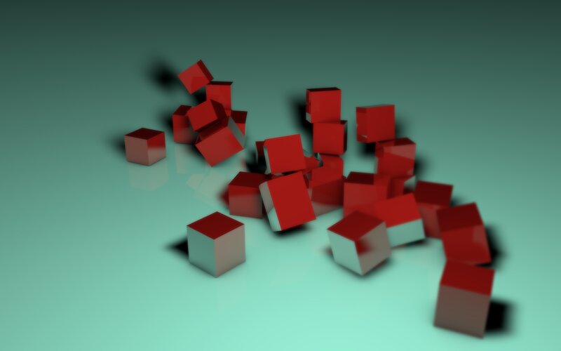 Red Cubes on Surface