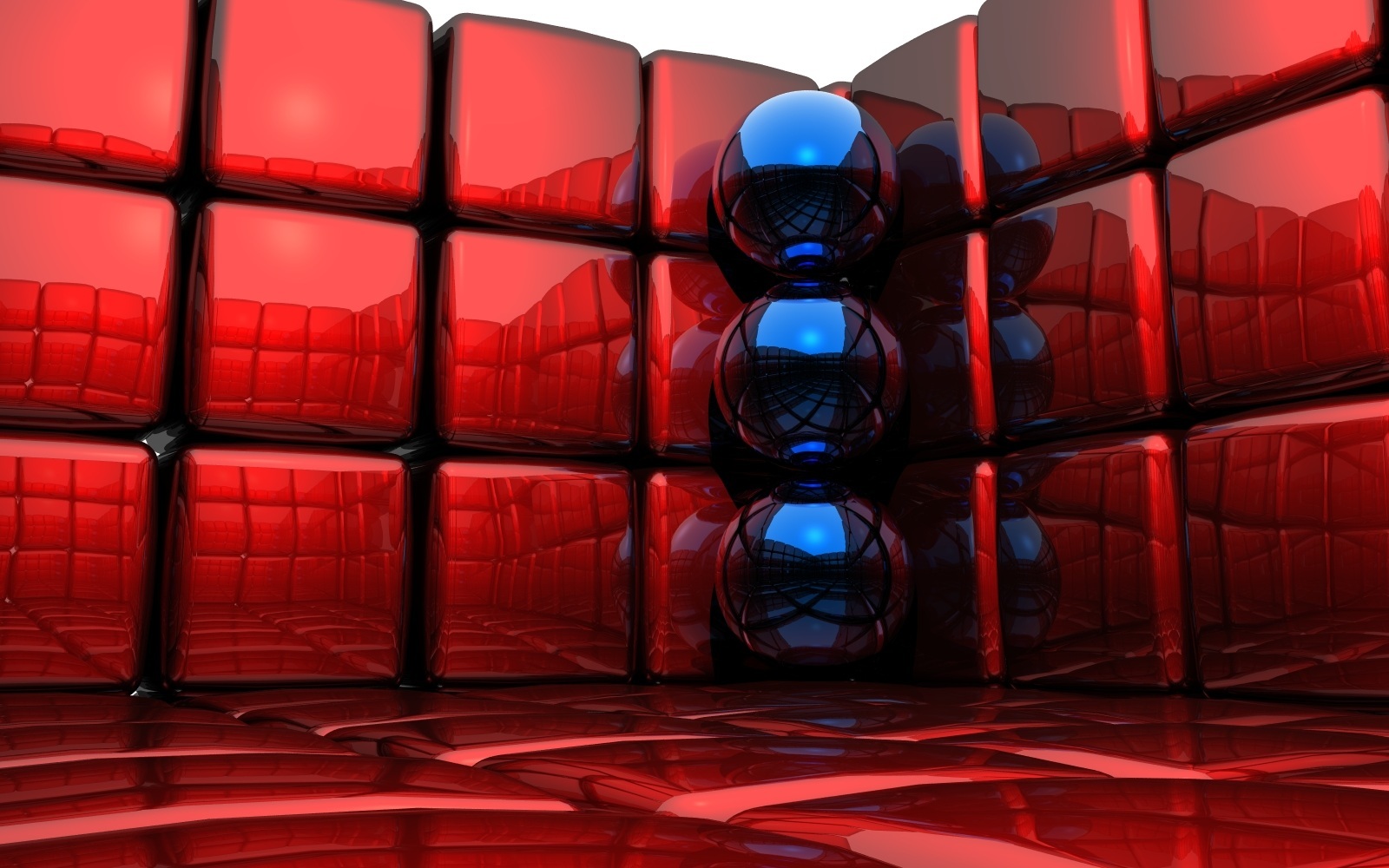 Red cubes with blue spheres