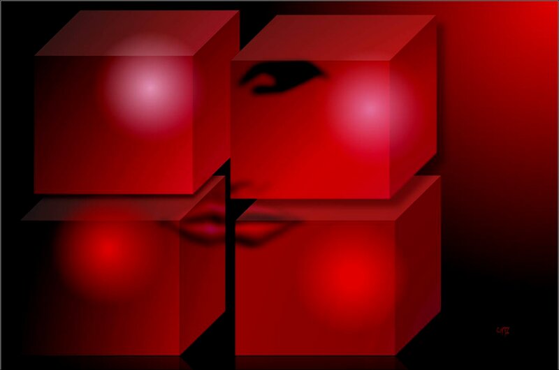Red Cubes with Face Features