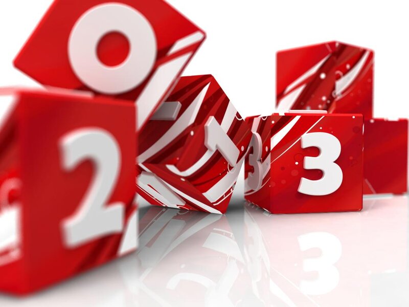 Red Cubes with Numbers — Clean, 3d Render