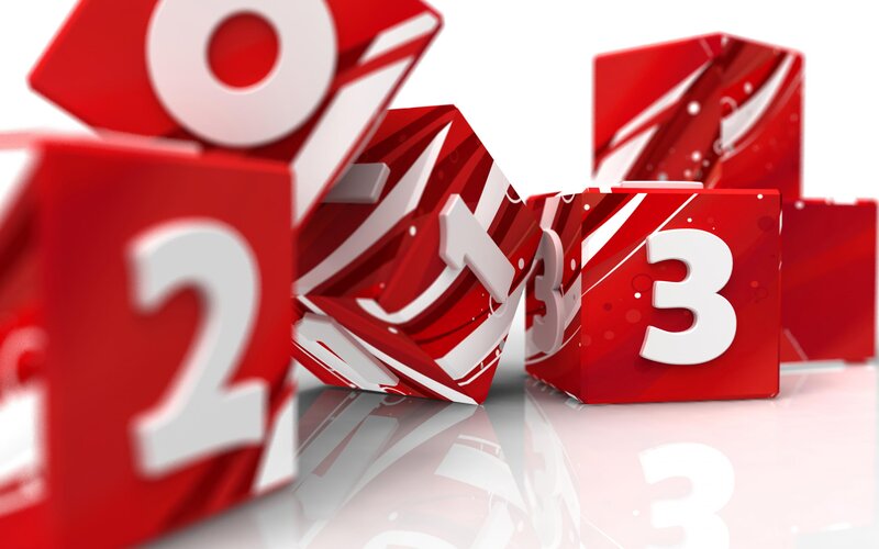Red Cubes with Numbers — Clean