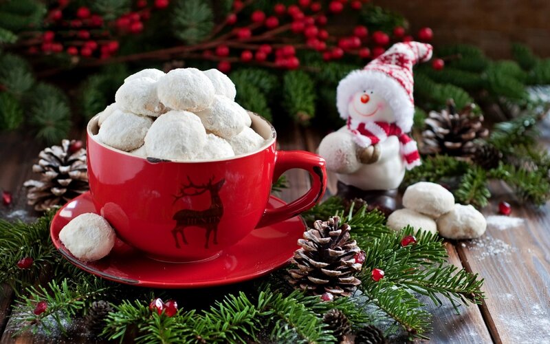Red Cup with Cookies — Festive