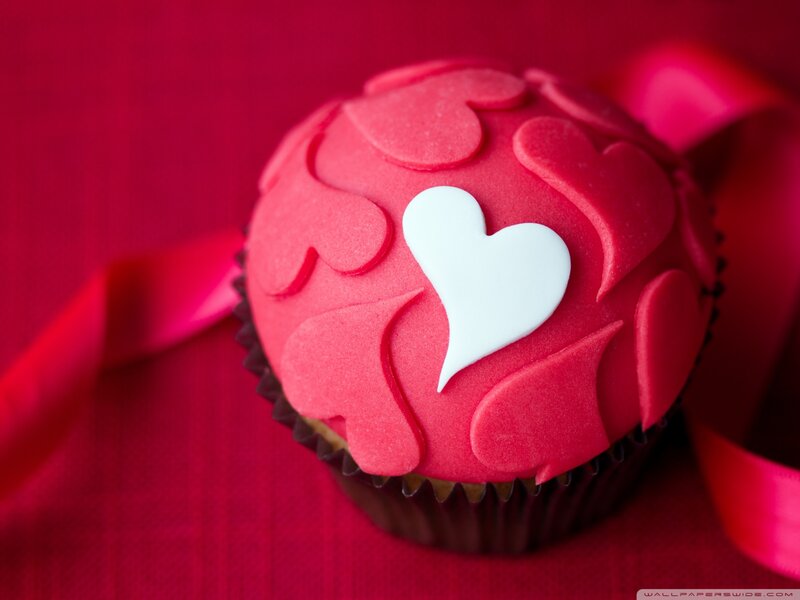 Red Cupcake with Heart — Romantic