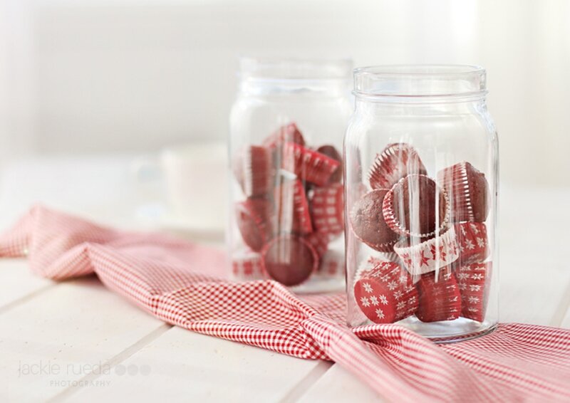Red Cupcakes in Jars