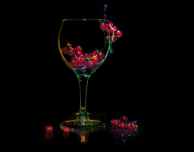Red Currants in Wine Glass
