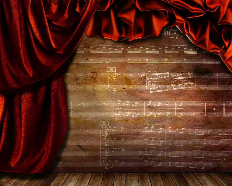 Red Curtain and Sheet Music