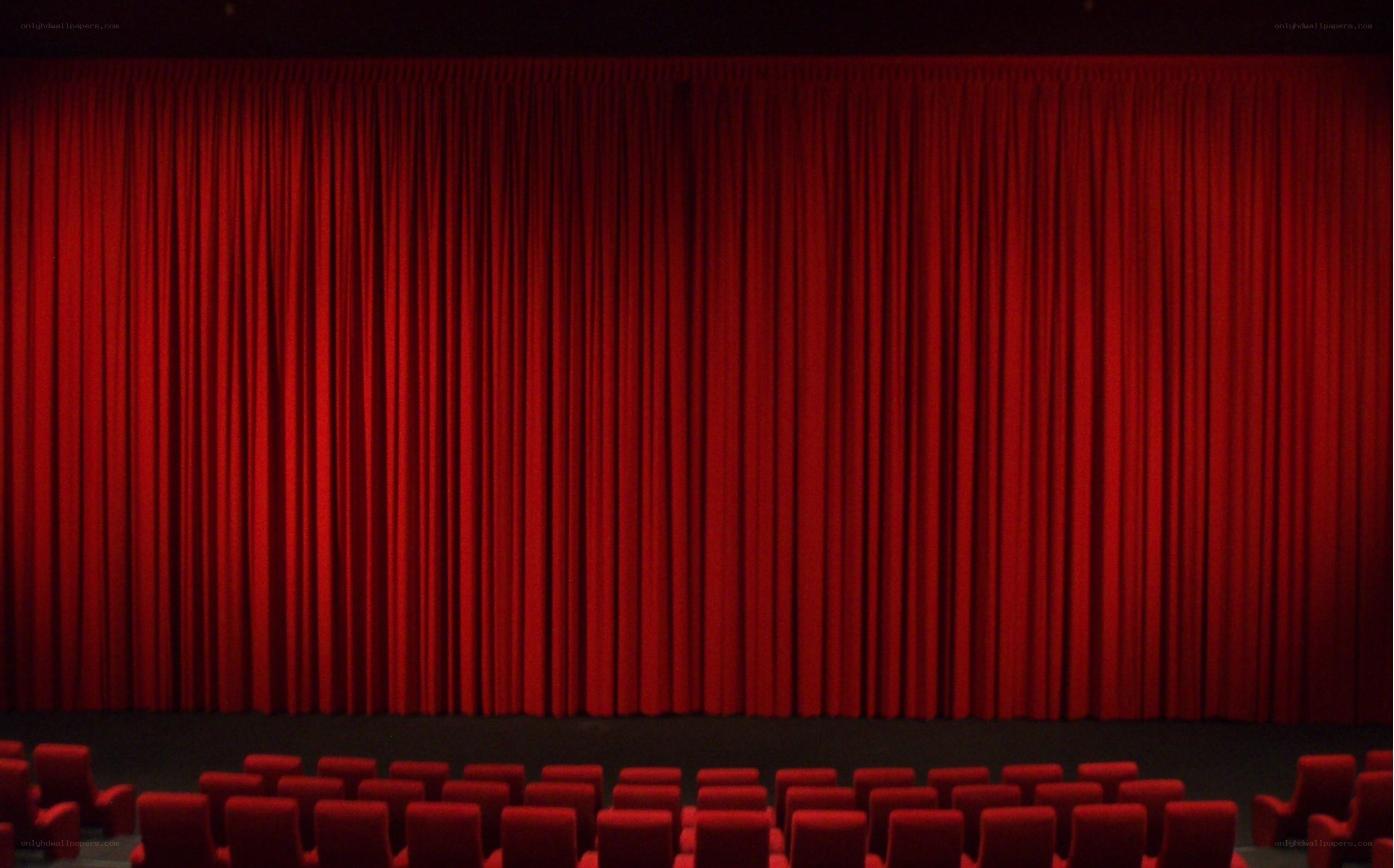 Red curtain theater stage