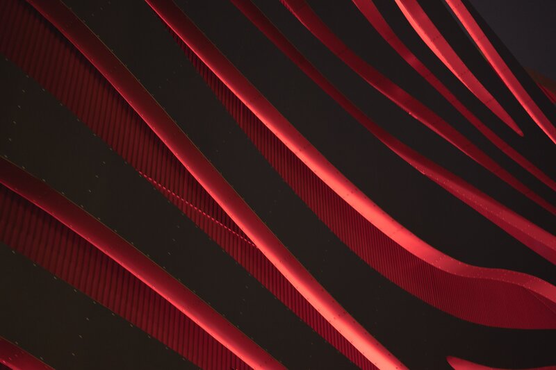 Red curved architectural lines