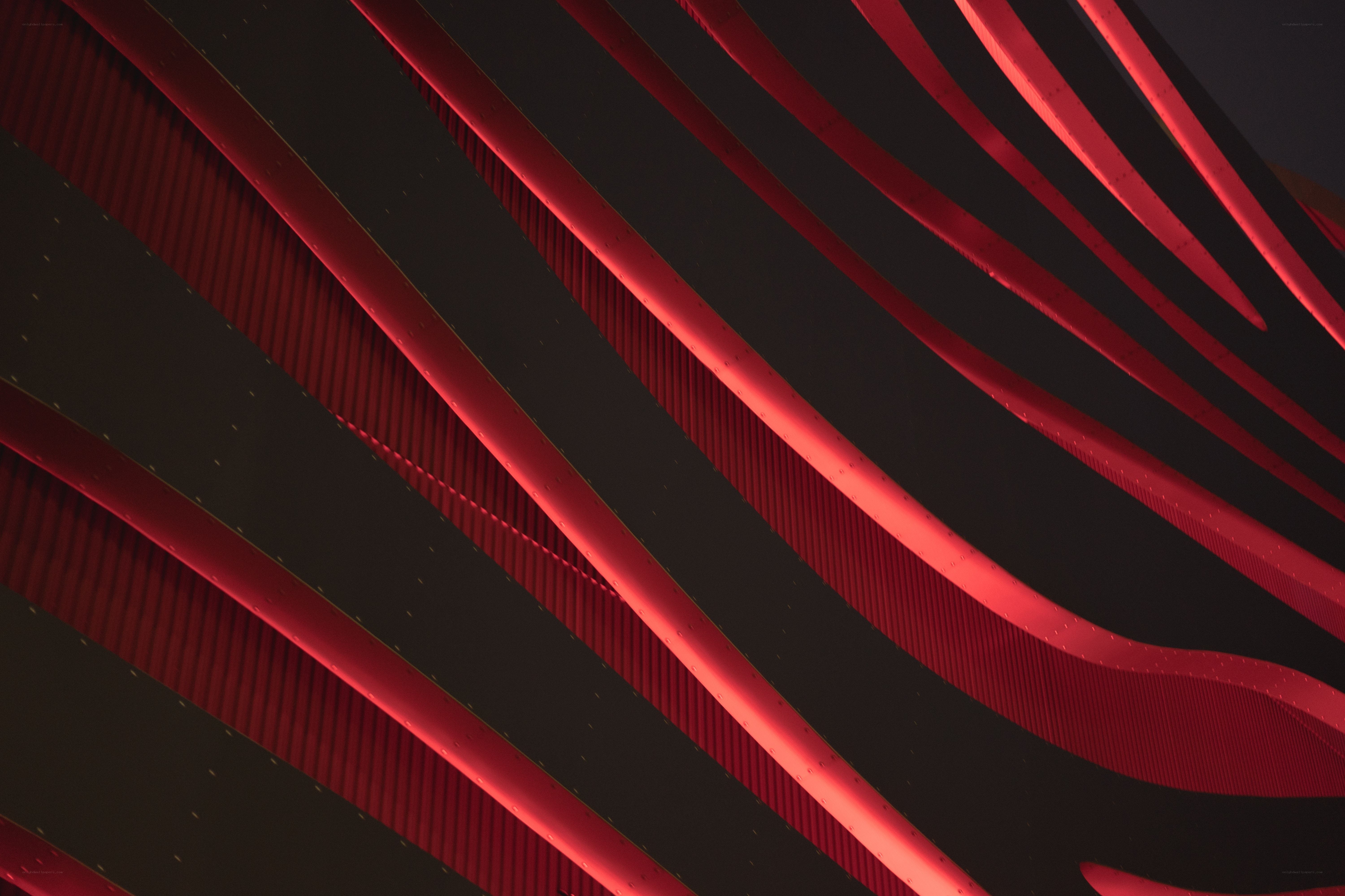 Red curved architectural lines