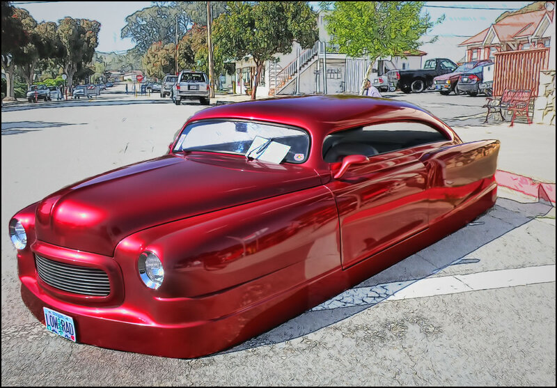Red Custom Car — Calm, Afternoon, Illustration