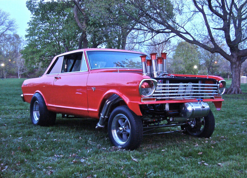 Red Custom Car — Calm, Sunset
