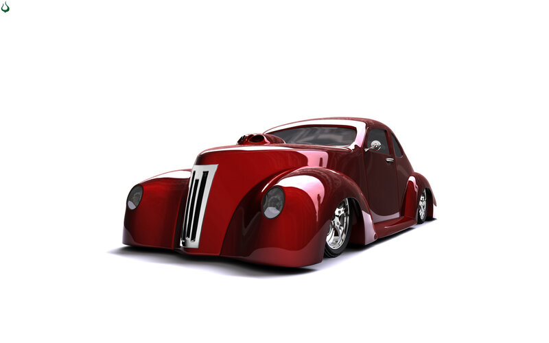 Red Custom Car — Clean