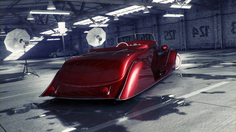 Red Custom Car — Dramatic, 3d Render