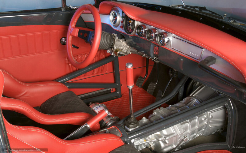 red custom car interior