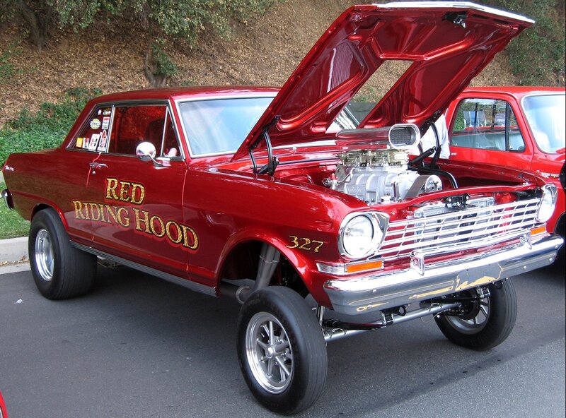 Red Custom Car — Showcase, Afternoon, Photograph, Engine